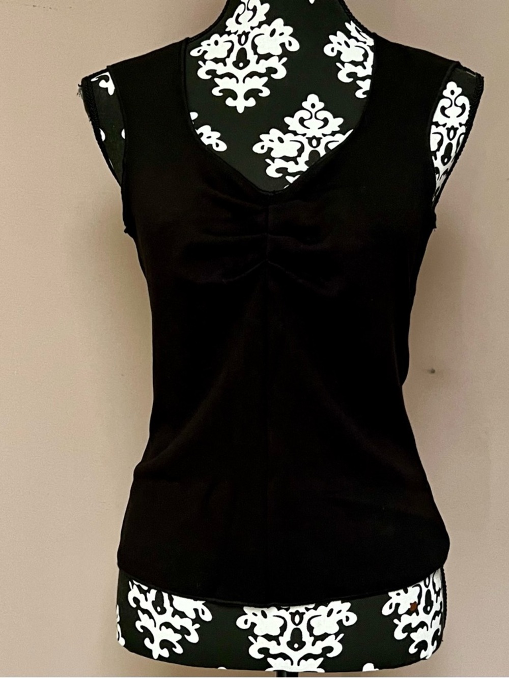 MUSE V-Neck Ruched Front Viscose Blend Tank Top